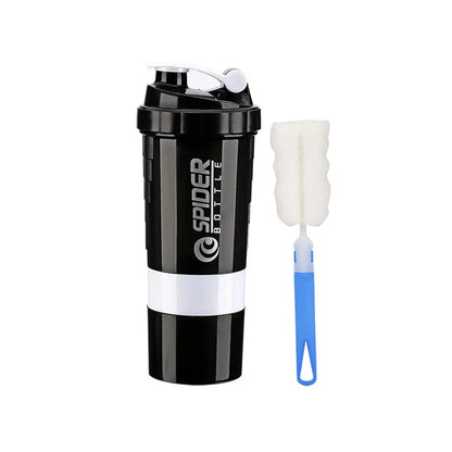 Botella Shaker Premium de 3 Compartimentos para Proteínas y Suplementos, Vaso Mezclador Antifugas con Mezclador para Gimnasio, Fitness y Culturismo