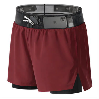 TrailGuard Dual-Layer Running Shorts with Built-In Belt