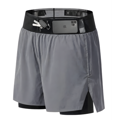 TrailGuard Dual-Layer Running Shorts with Built-In Belt