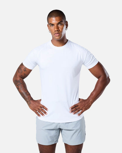 Mens Reset Raglan Performance Tee White